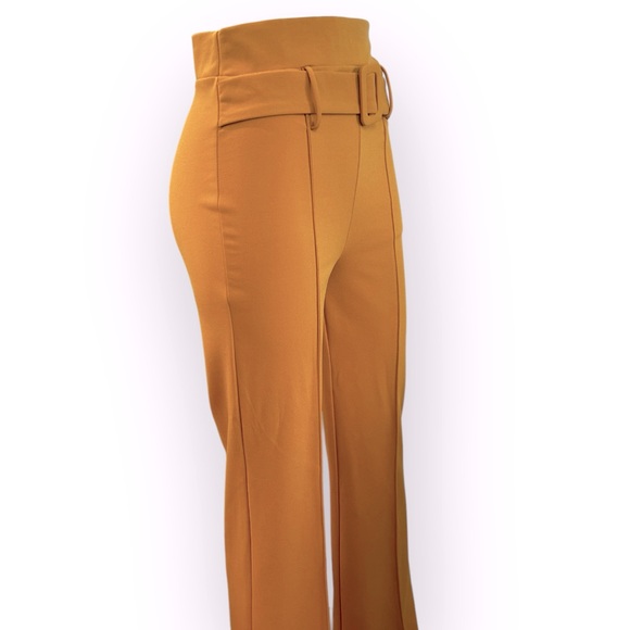 High Rise Belted Stretch Pull On Flared Pants - Picture 2 of 11